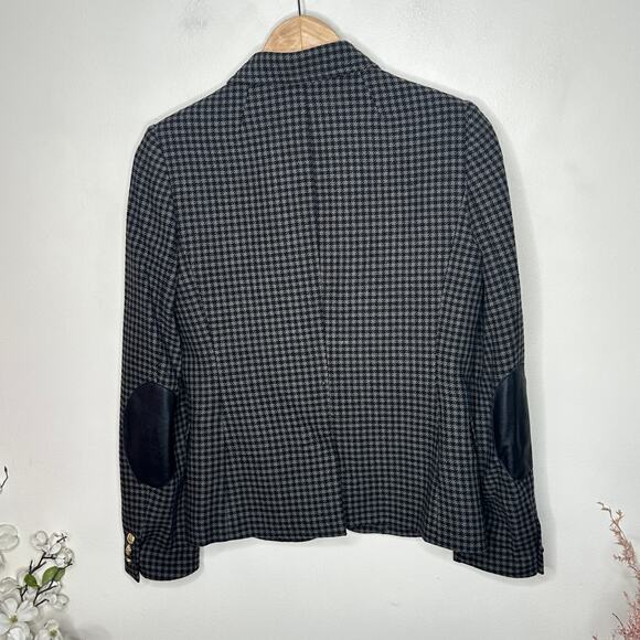 J. CREW Factory Elbow-Patch Keating Boy Blazer Houndstooth Black Gray Sz 6 {UU4} - Picture 3 of 5
